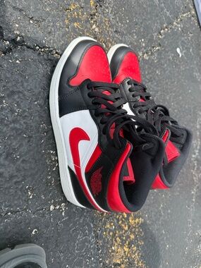 Jordan Kids High-Top Sneakers in Red, Black & White